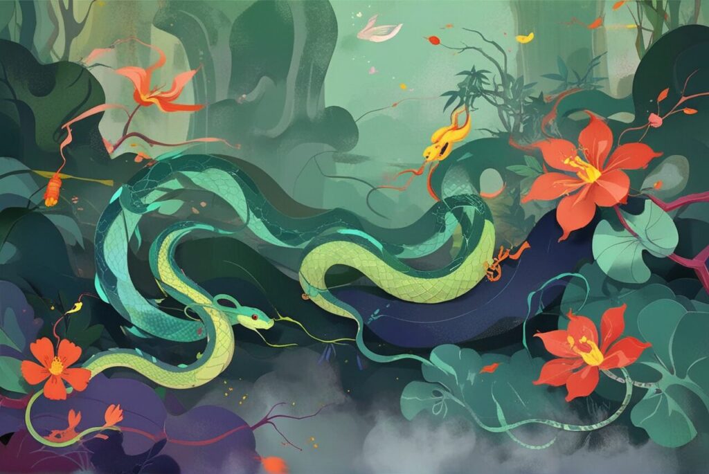 snake swirling with flowers snake horoscope 2025