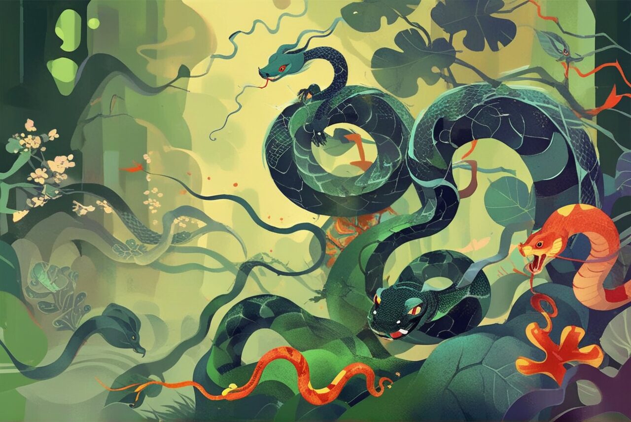 snake horoscope 2025 swirling in forest