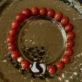 Pray Tai Sui God 2025 Protection Auspicious Light Guardian Bracelet – South Red Agate Tibetan Tiger Eye Dzi Bead Gold Dzambhala Bead on gold plate glow