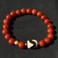 Pray Tai Sui God 2025 Protection Auspicious Light Guardian Bracelet – South Red Agate Tibetan Tiger Eye Dzi Bead Gold Dzambhala Bead full view