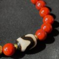 Pray Tai Sui God 2025 Protection Auspicious Light Guardian Bracelet – South Red Agate Tibetan Tiger Eye Dzi Bead Gold Dzambhala Bead on a gold plate