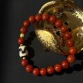 Pray Tai Sui God 2025 Protection Auspicious Light Guardian Bracelet – South Red Agate Tibetan Tiger Eye Dzi Bead Gold Dzambhala Bead on a gold plate