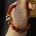 Pray Tai Sui God 2025 Protection Auspicious Light Guardian Bracelet – South Red Agate Tibetan Tiger Eye Dzi Bead Gold Dzambhala Bead