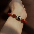 Pray Tai Sui God 2025 Protection Auspicious Light Guardian Bracelet – South Red Agate Tibetan Tiger Eye Dzi Bead Gold Dzambhala Bead