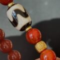 Tai Sui Auspicious Light Guardian Bracelet – South Red Agate Tibetan Tiger Eye Dzi Bead